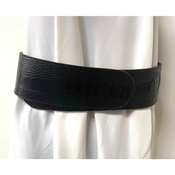 Genuine Ostrich Wide Leather Belt Womens Size Medium Dark Brown‎ - Picture 2 of 14